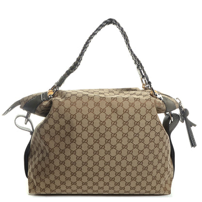Gucci Monogram Large Bamboo Bar Tassel Shoulder Bag Green 1 of 9
