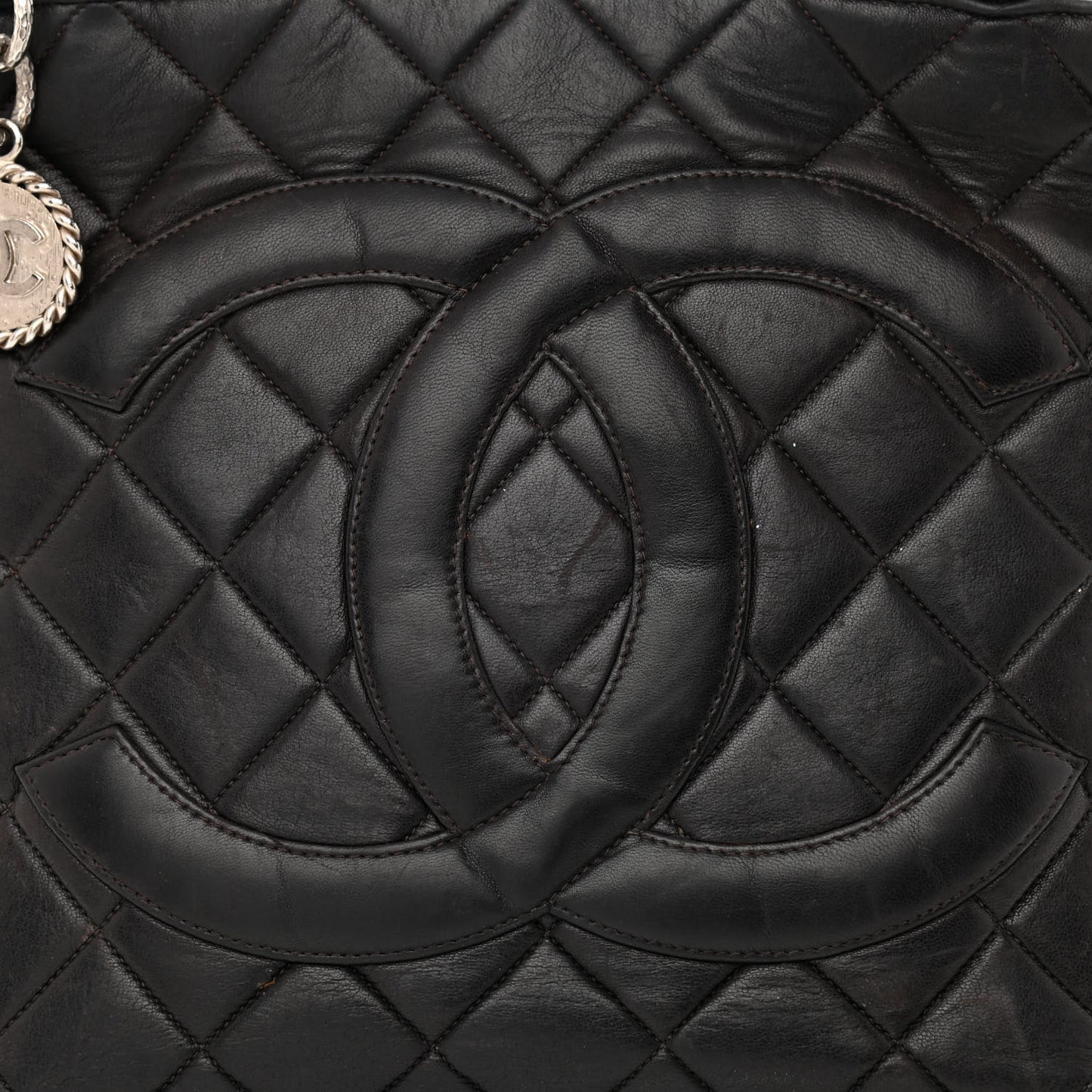 Lambskin Quilted Medallion Tote Black