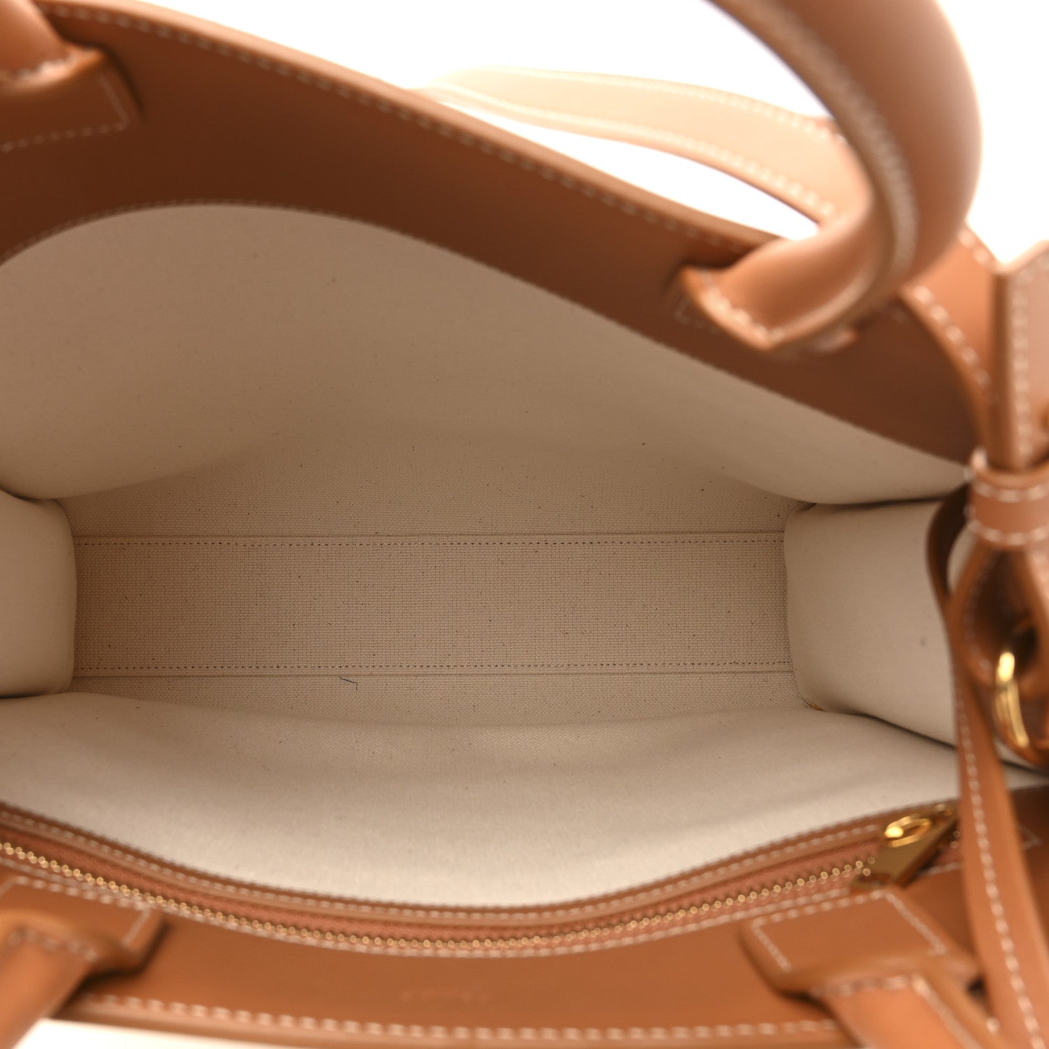 Celine Canvas Calfskin Logo Print Small Vertical Cabas Natural Tan 5 of 13