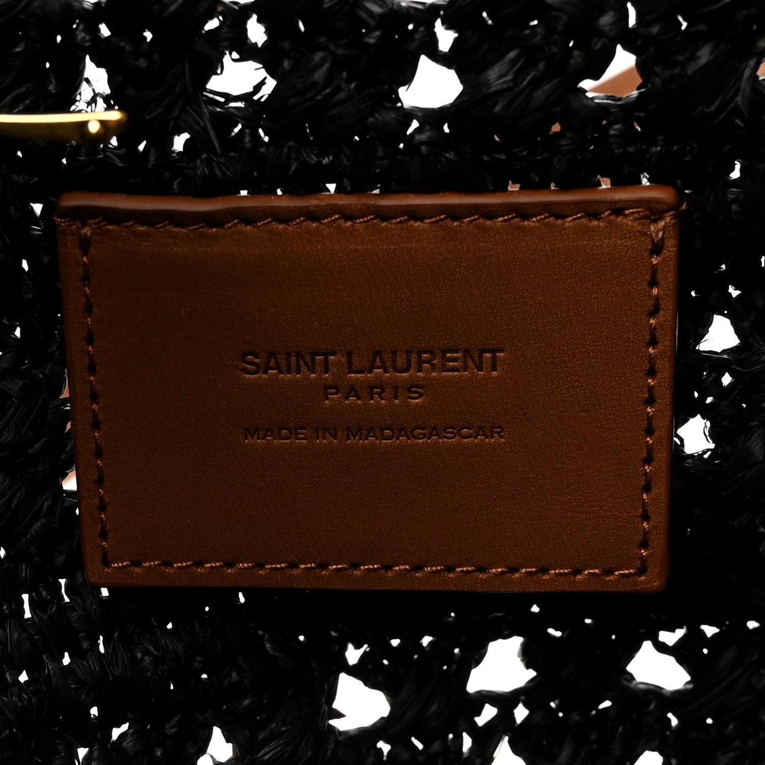 Saint Laurent Raffia Calfskin Medium Panier Tote Black 6 of 9