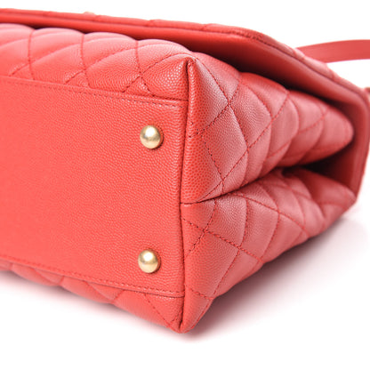 Chanel Caviar Quilted Small Coco Handle Flap Red 10 of 11