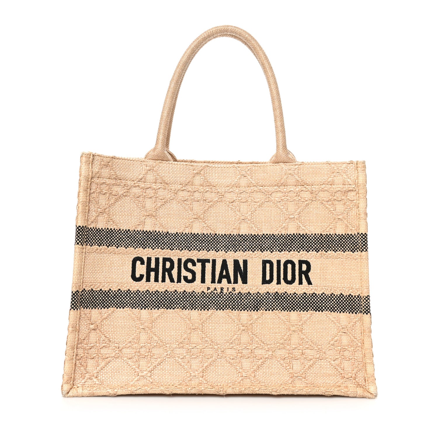 Raffia Cannage Medium Book Tote Natural