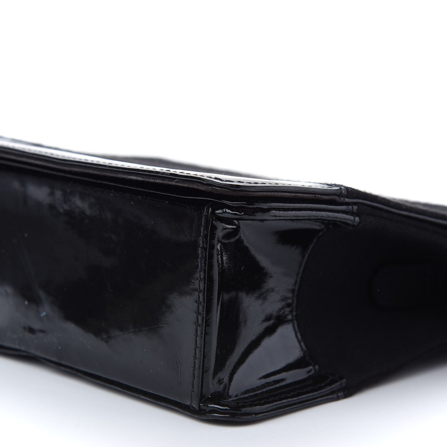 Patent Jersey Shoulder Flap Bag Black