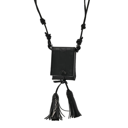 Saint Laurent Vegetable Tanned Calfskin Long Tassel Bag Necklace Black 1 of 5