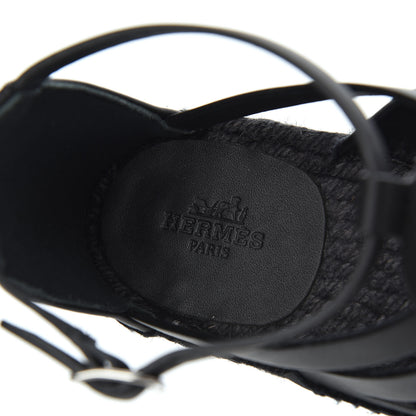 Hermes Calfskin Costanza Espadrilles 39 Black 6 of 17