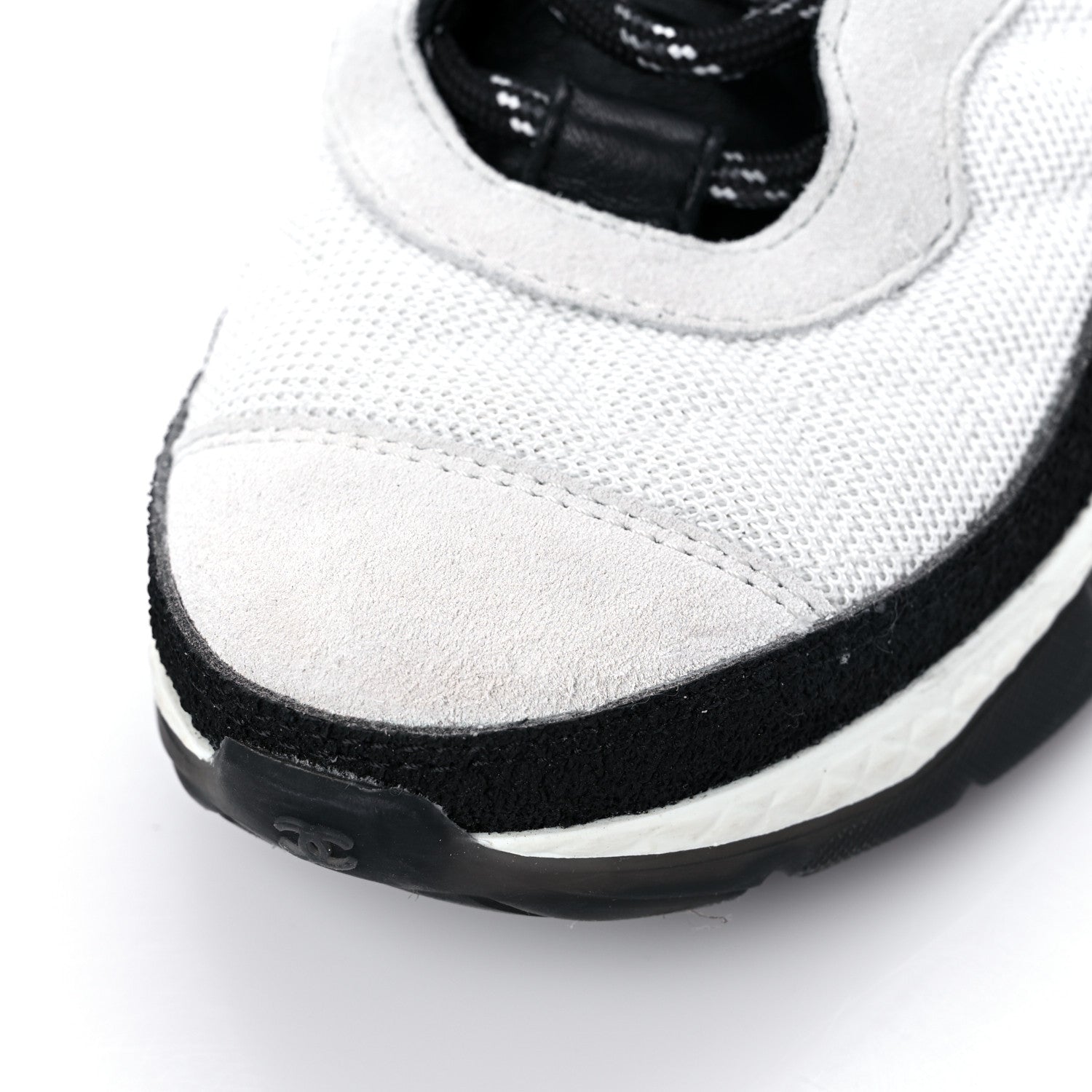 Chanel Mesh Suede Calfskin Quilted Sneakers 37.5 White Ivory 9 of 11