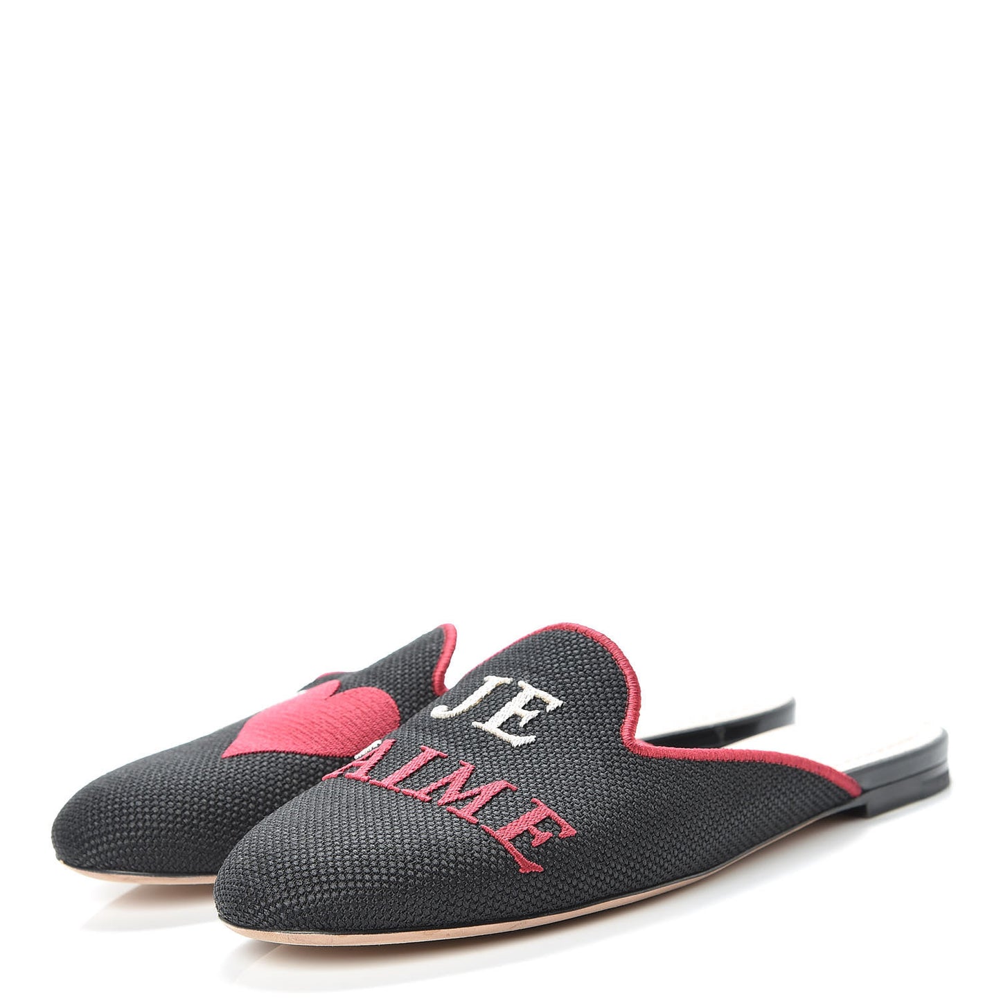 Embroidered Cotton Dioramour Mules 37.5 Black