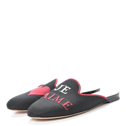Christian Dior Embroidered Cotton Dioramour Mules 37.5 Black 3 of 16