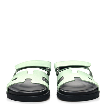 Hermes Epsom Womens Chypre Sandals 37.5 Vert Jade 2 of 8