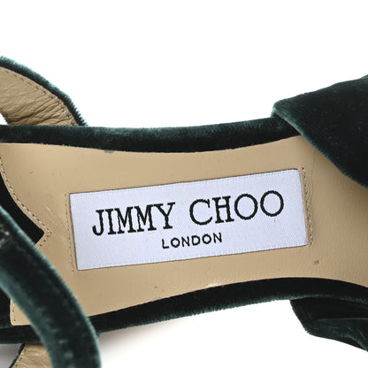 Jimmy Choo Velvet Heloise 120 Platform Sandals 38.5 Dark Green 8 of 8