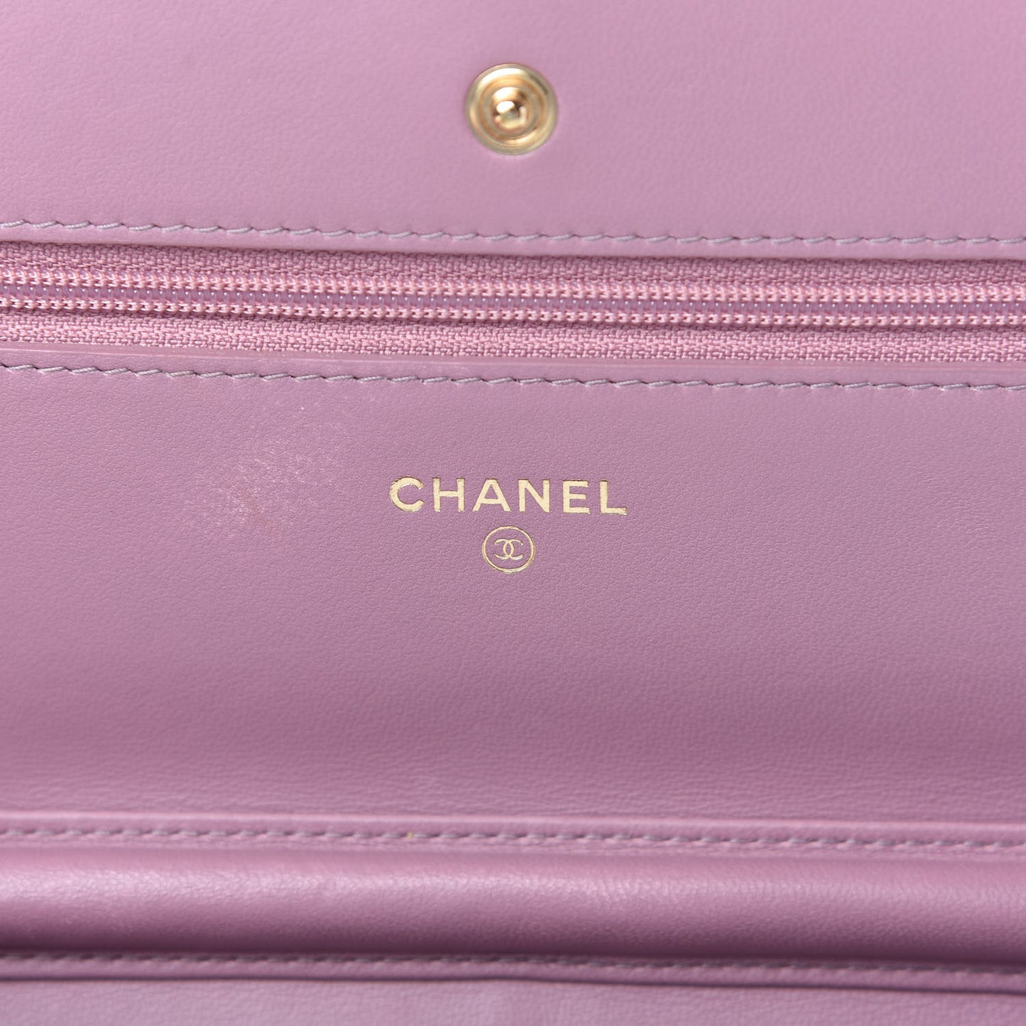 Lambskin Quilted Wallet On Chain WOC Light Purple