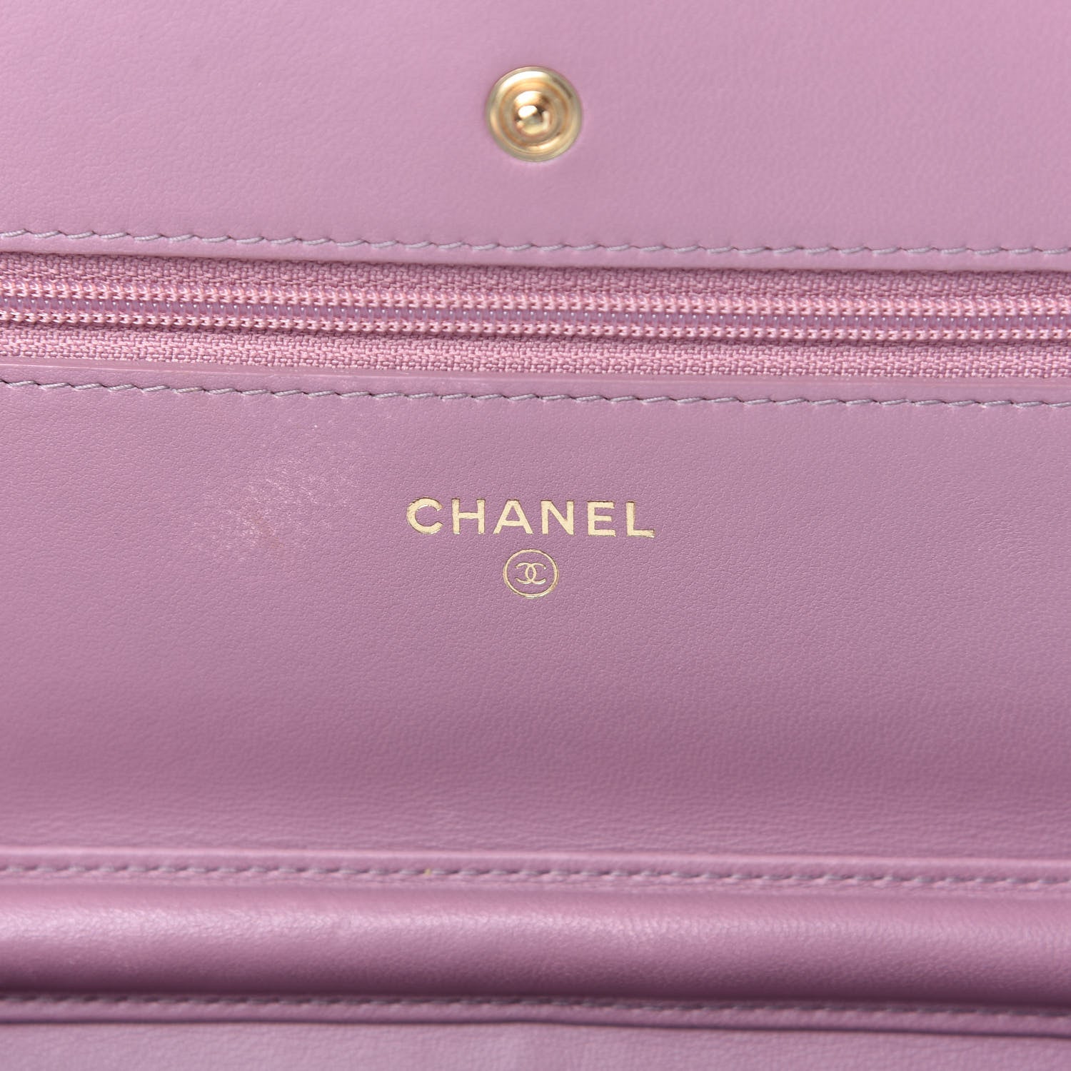 Chanel Lambskin Quilted Wallet On Chain WOC Light Purple 8 of 11