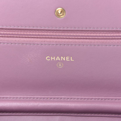 Chanel Lambskin Quilted Wallet On Chain WOC Light Purple 8 of 11