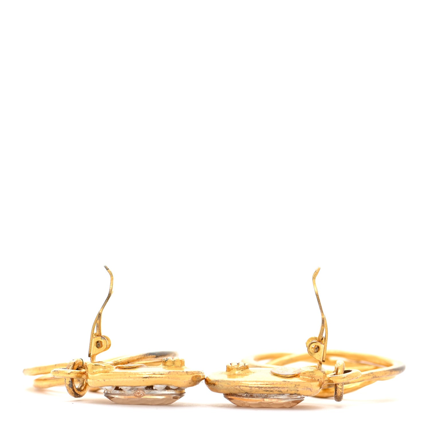 Chanel Crystal Pearl CC Drop Clip On Earrings Gold 4 of 6