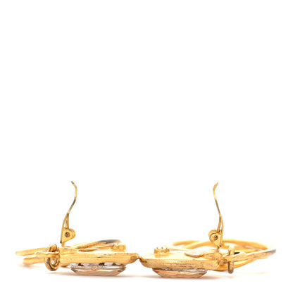 Chanel Crystal Pearl CC Drop Clip On Earrings Gold 4 of 6