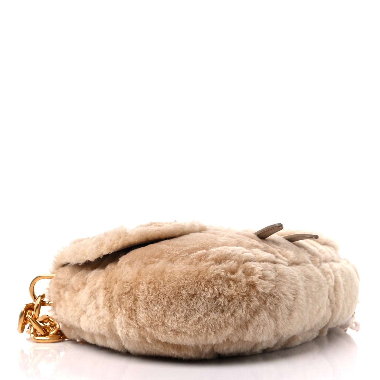 Christian Dior X ERL VENICE Shearling Cannage Saddle Bag Natural 4 of 9