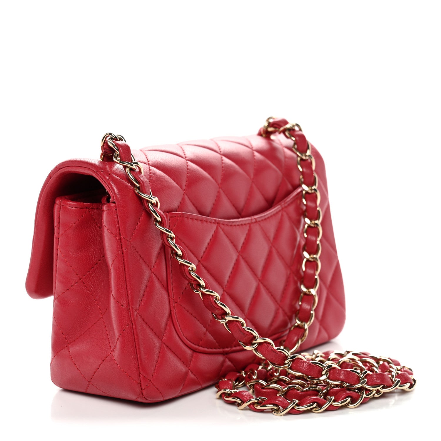 Chanel Lambskin Quilted Mini Rectangular Flap Dark Pink 3 of 11