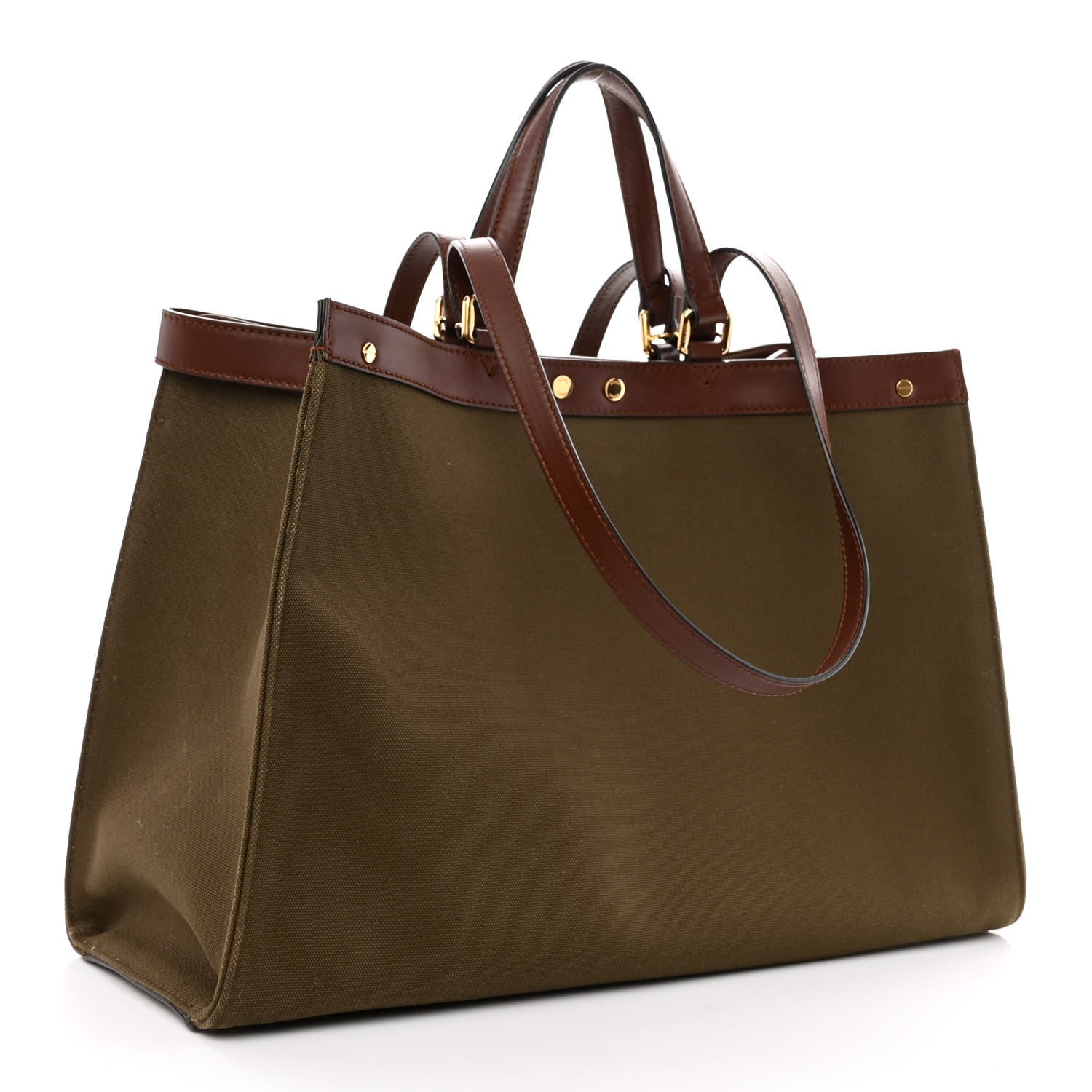 Fendi X SARAH COLEMAN Canvas FF Fish Eye Embroidered Medium Peekaboo X-Tote Amazzonia Ghianda 3 of 12