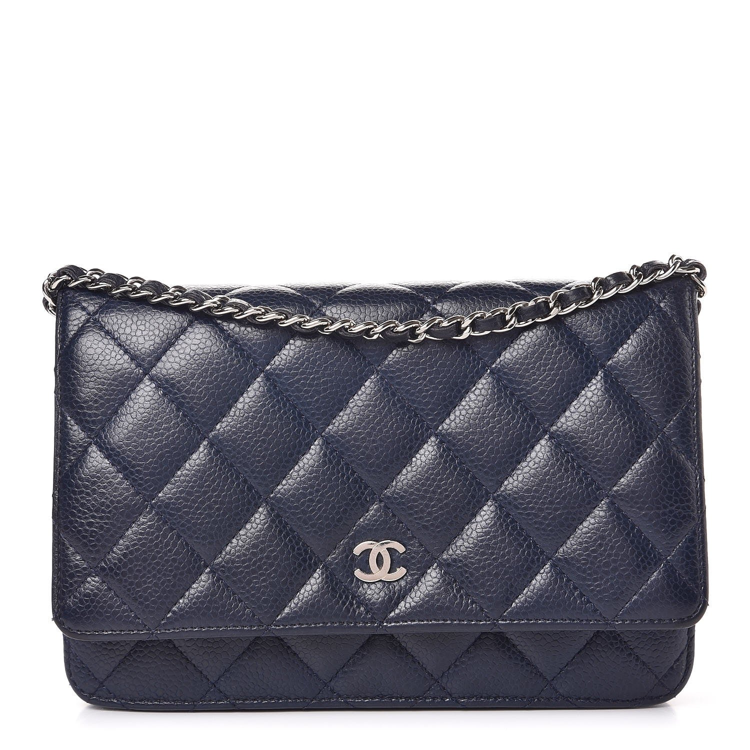 Chanel Caviar Quilted Wallet On Chain WOC Navy Blue 1 of 11