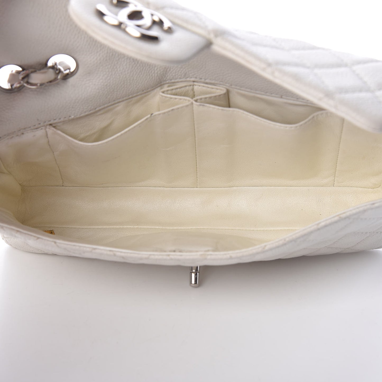 Soft Caviar Quilted East West Flap White