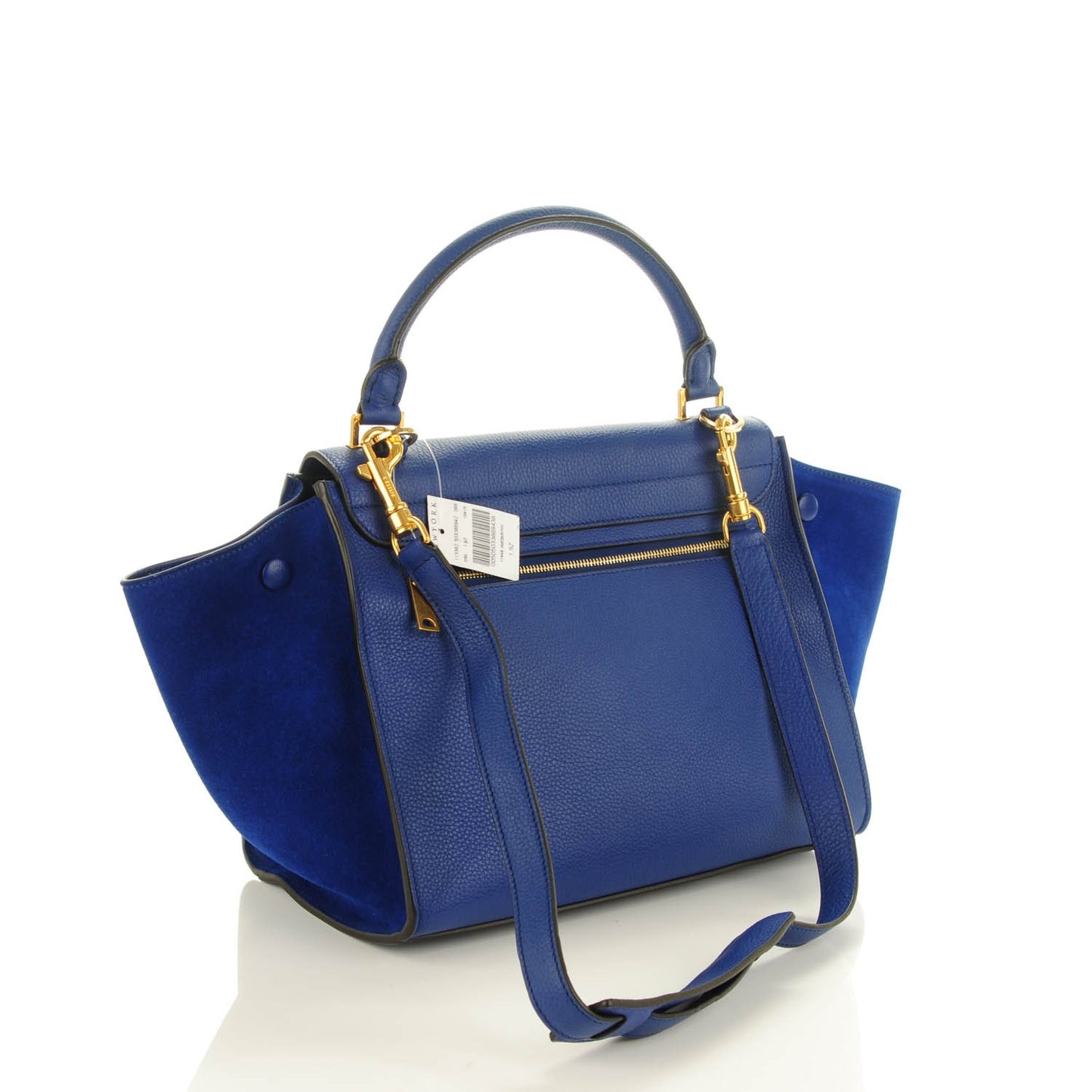 Drummed Calfskin Suede Small Trapeze Indigo
