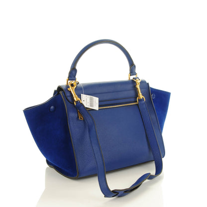 Celine Drummed Calfskin Suede Small Trapeze Indigo 3 of 7