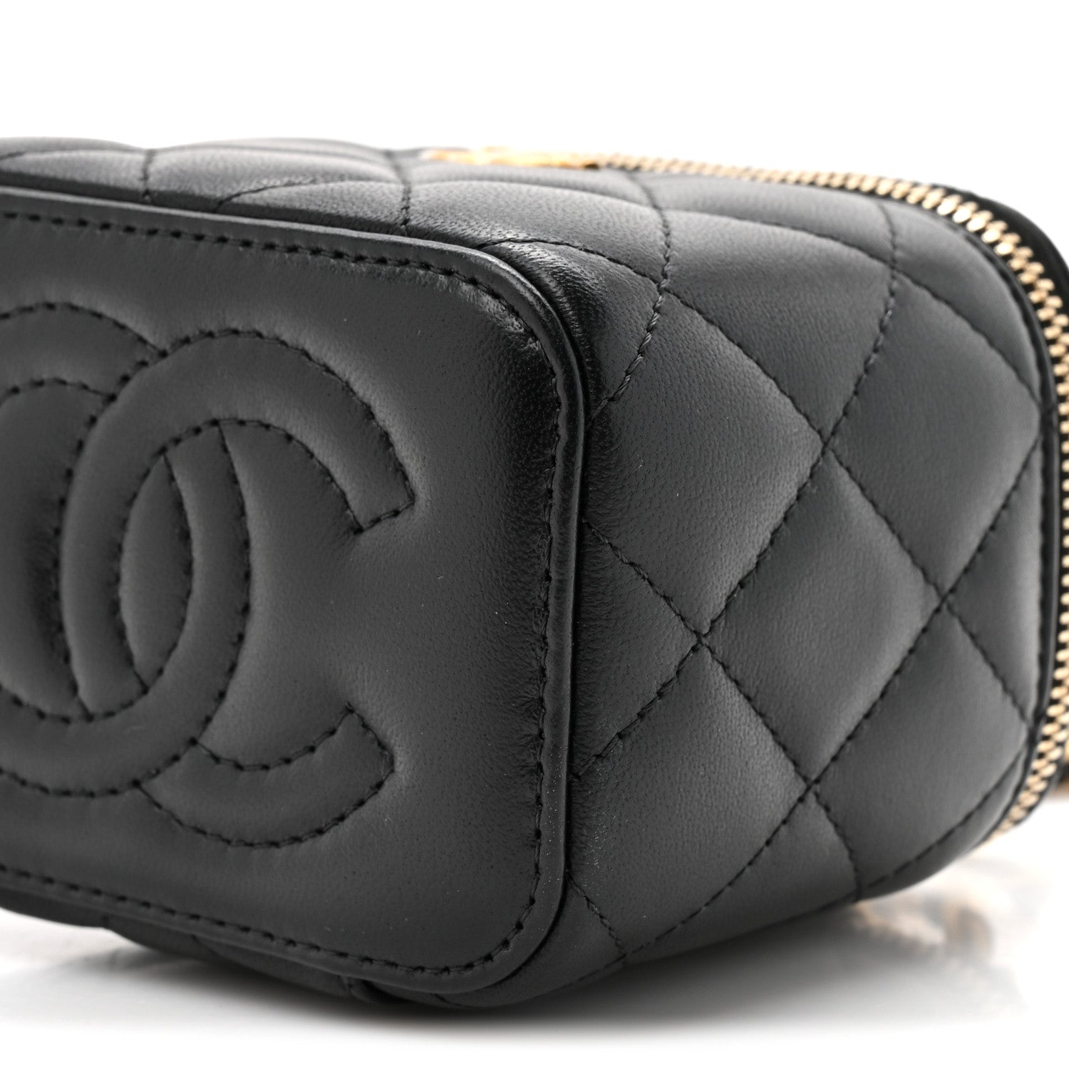 Chanel Lambskin Quilted Mini Pearl Crush Vanity Case With Chain Black 10 of 12