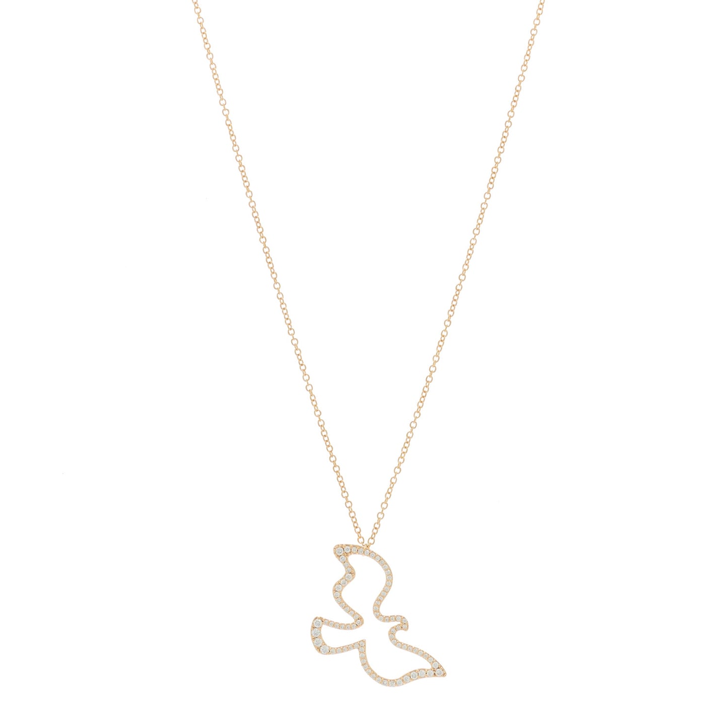 18K Rose Gold Diamond Paloma's Dove Pendant Necklace
