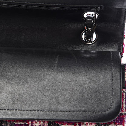 Chanel Tweed Quilted Medium Double Flap Pink Black 9 of 13