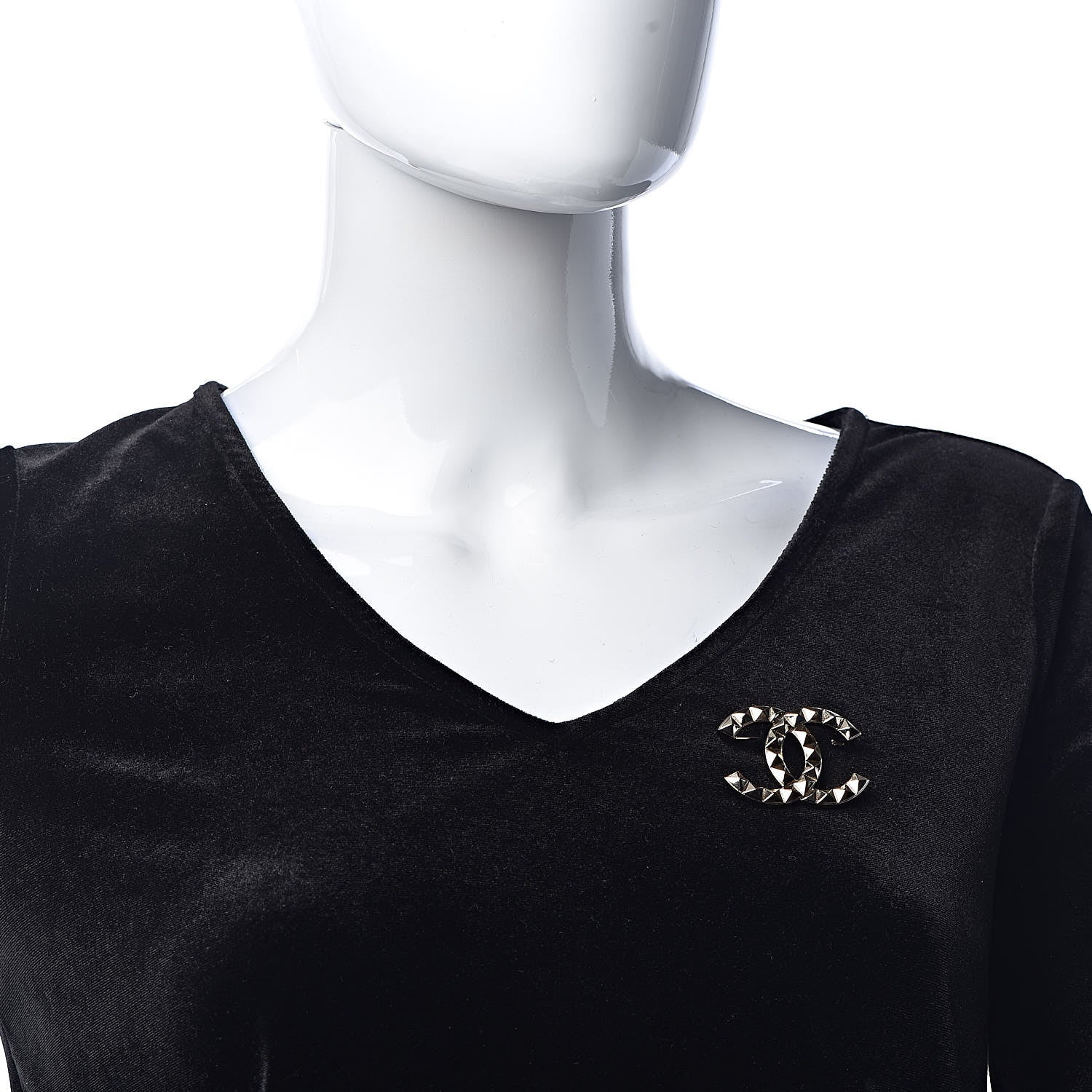 Chanel Studded CC Pin Brooch Gold 2 of 4