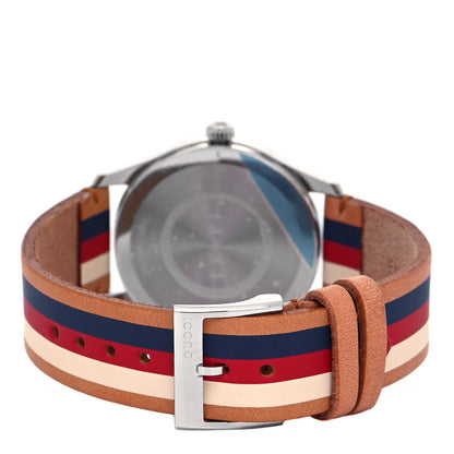 Gucci Stainless Steel Calfskin 38mm G-Timeless Stripe Web Quartz Watch Brown 3 of 5