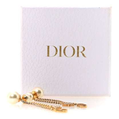 Christian Dior Pearl Crystal Tribal CD Drop Earrings Gold 5 of 5