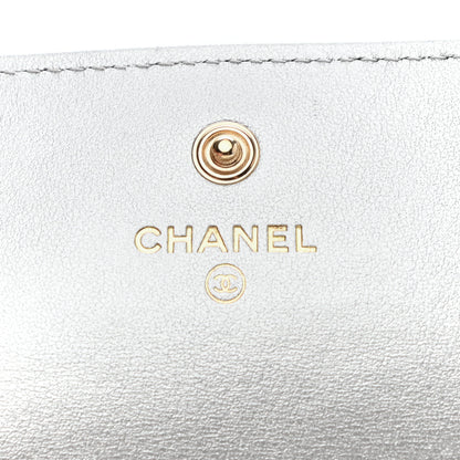 Chanel Metallic Goatskin Quilted Chanel 19 Flap Card Holder Silver 6 of 9