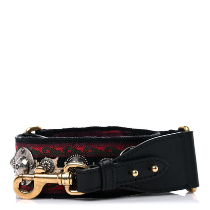 Christian Dior Canvas Embroidered Studded Bohemian Shoulder Strap Red 1 of 4