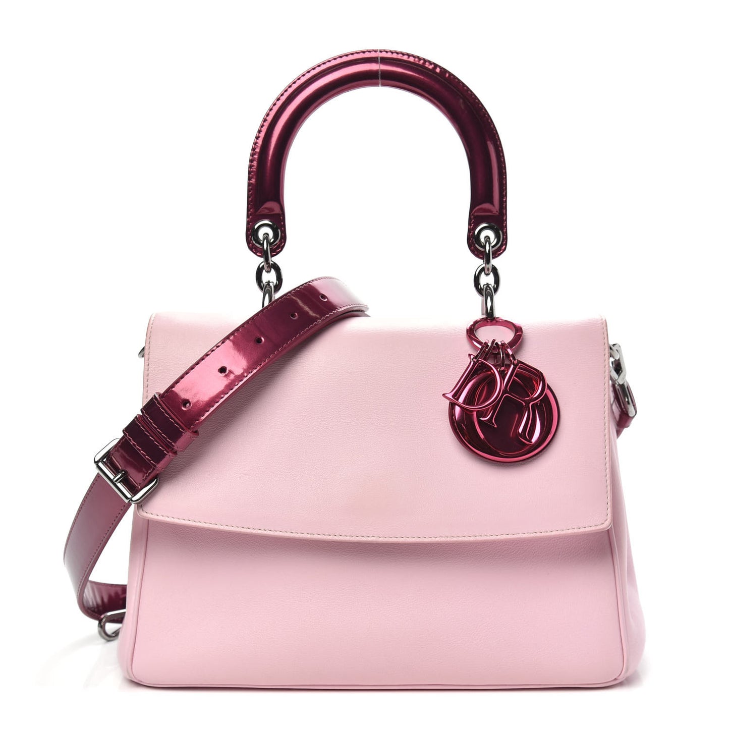 Metallic Patent Smooth Calfskin Medium Be Dior Flap Pink Fuchsia