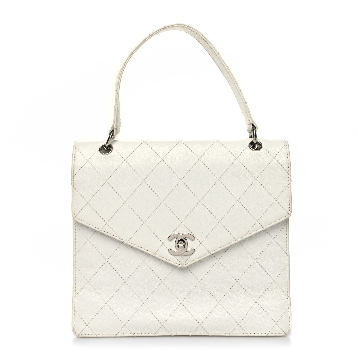 Caviar Quilted Envelope Flap White