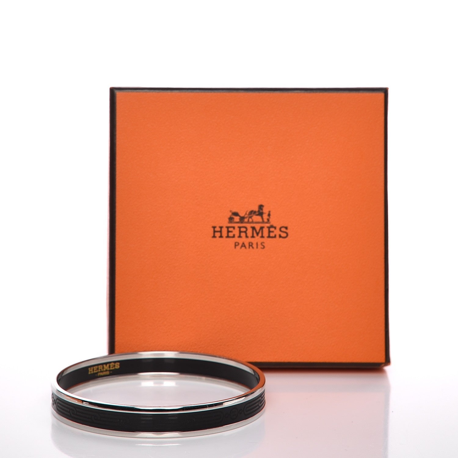 Hermes Enamel Printed Narrow Sellier Bracelet 65 Black 6 of 6