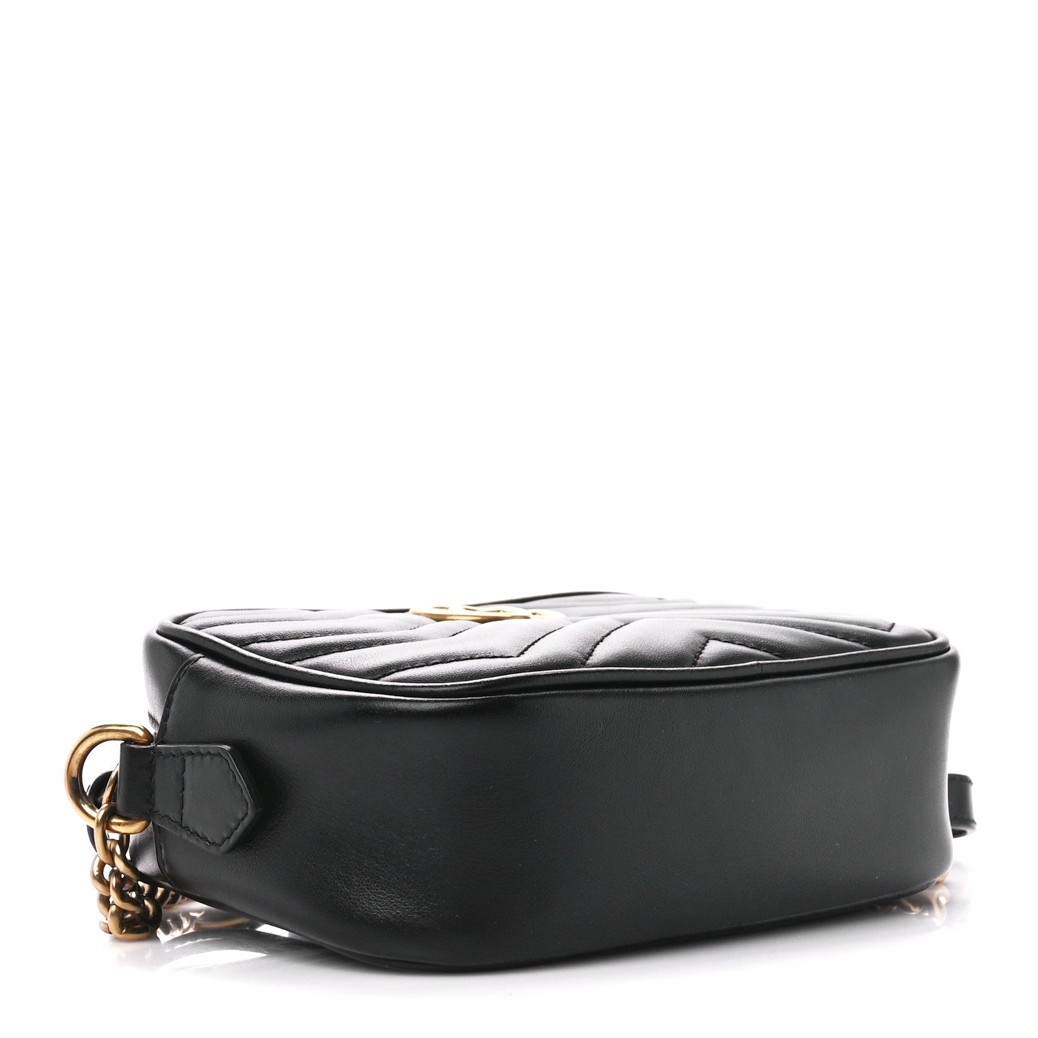 Gucci Calfskin Matelasse Mini GG Marmont Chain Shoulder Bag Black 4 of 11