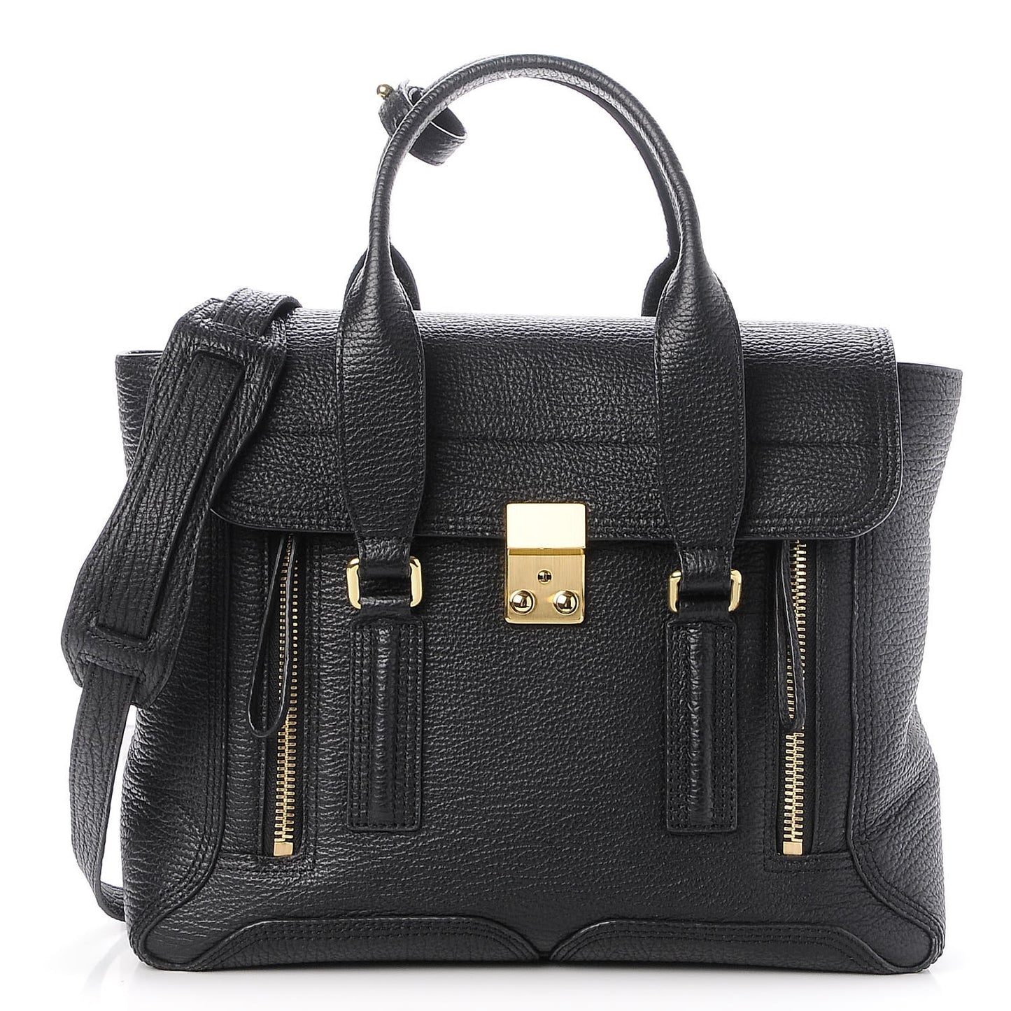 3.1 Textured Calfskin Medium Pashli Satchel Black