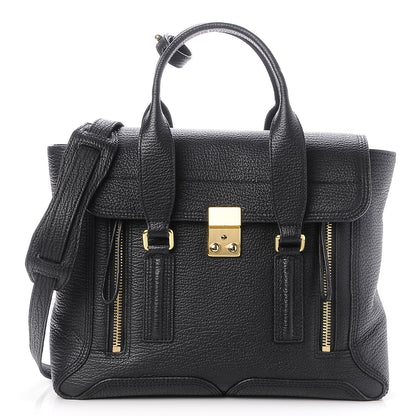 3.1 Phillip Lim 3.1 Textured Calfskin Medium Pashli Satchel Black 1 of 8
