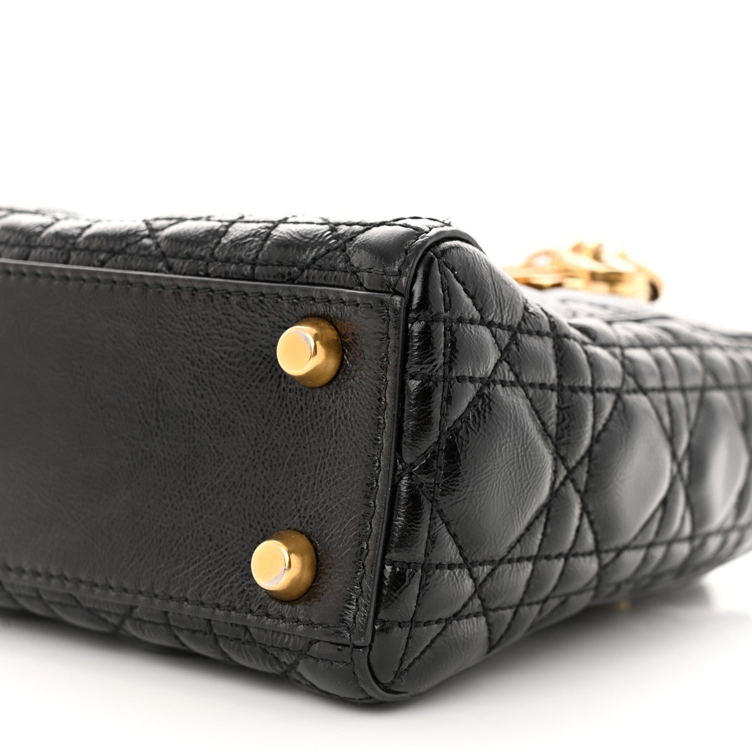 Christian Dior Crinkled Patent Cannage Small Lucky Badges My Lady Dior Black 10 of 11