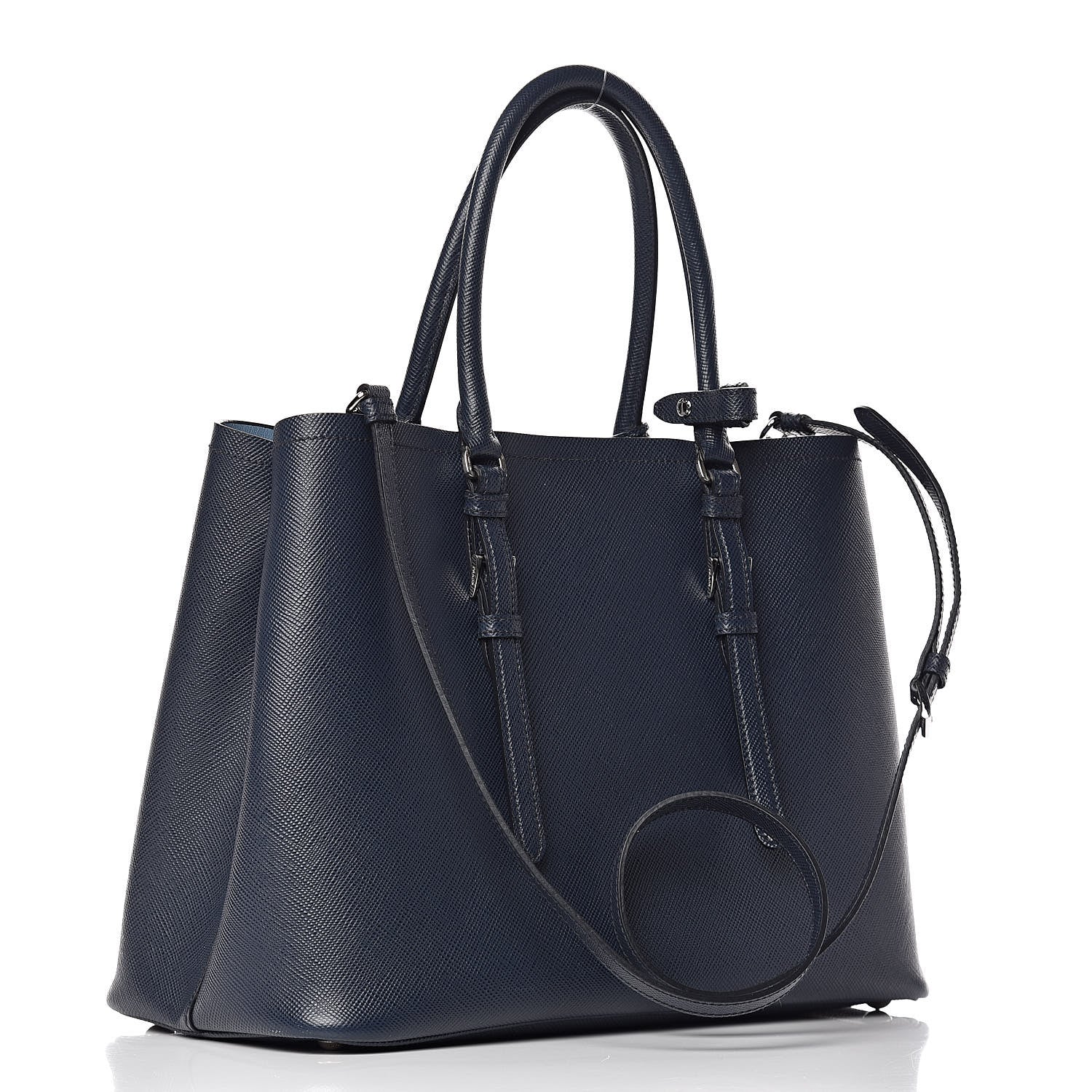 Prada Saffiano Cuir Medium Double Handle Tote Baltico Astrale 4 of 14