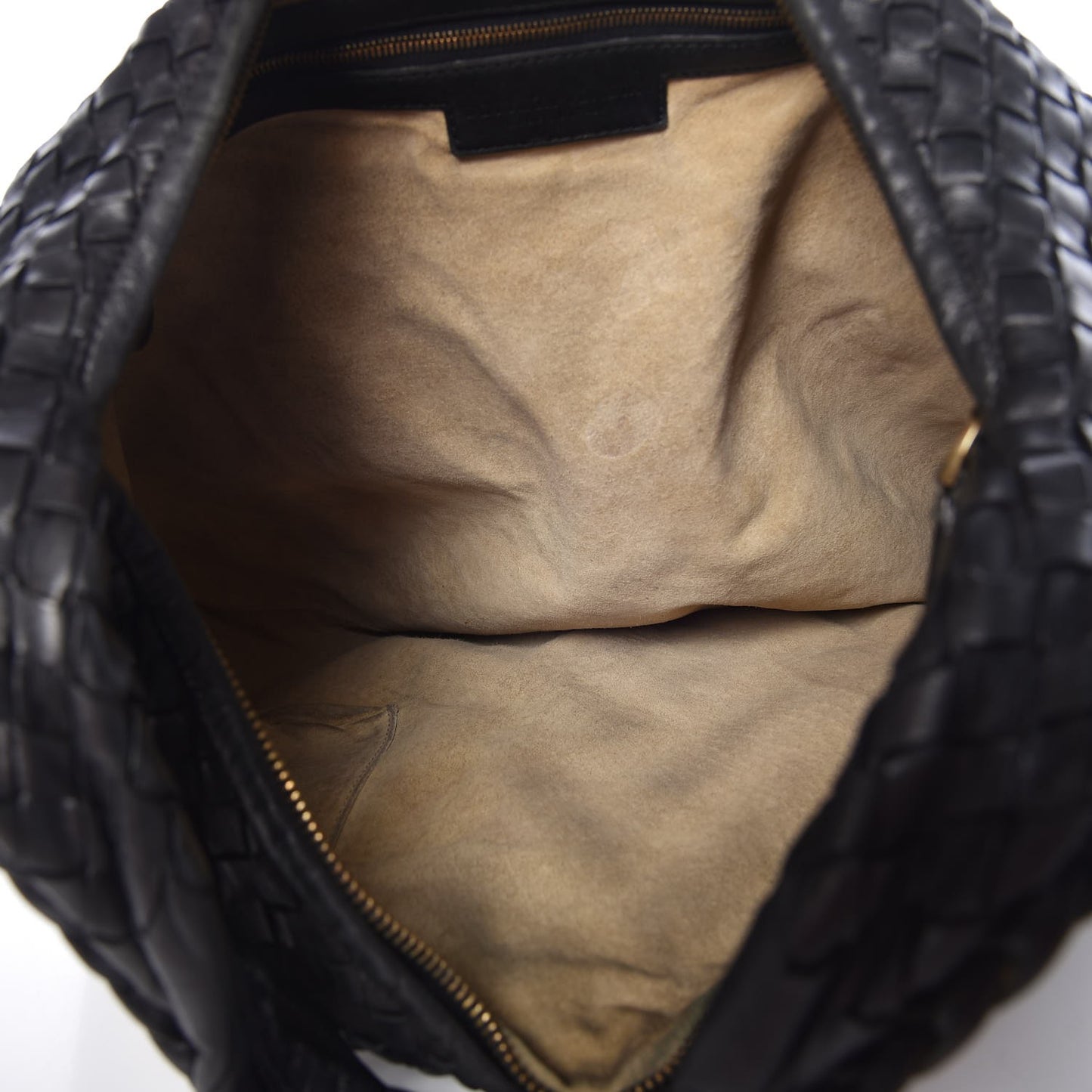 Nappa Intrecciato Pleated Large Veneta Hobo Black