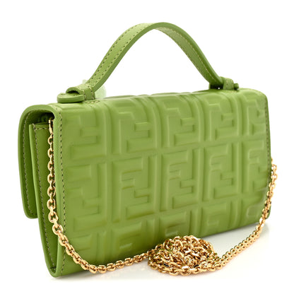 Fendi Nappa Matisse FF Embossed Baguette Continental Wallet With Chain Rain Forest 3 of 11