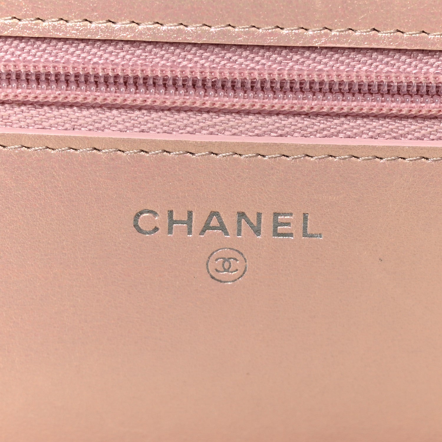 Chanel Iridescent Calfskin Quilted Wallet on Chain WOC Pink 6 of 11