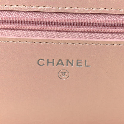 Chanel Iridescent Calfskin Quilted Wallet on Chain WOC Pink 6 of 11