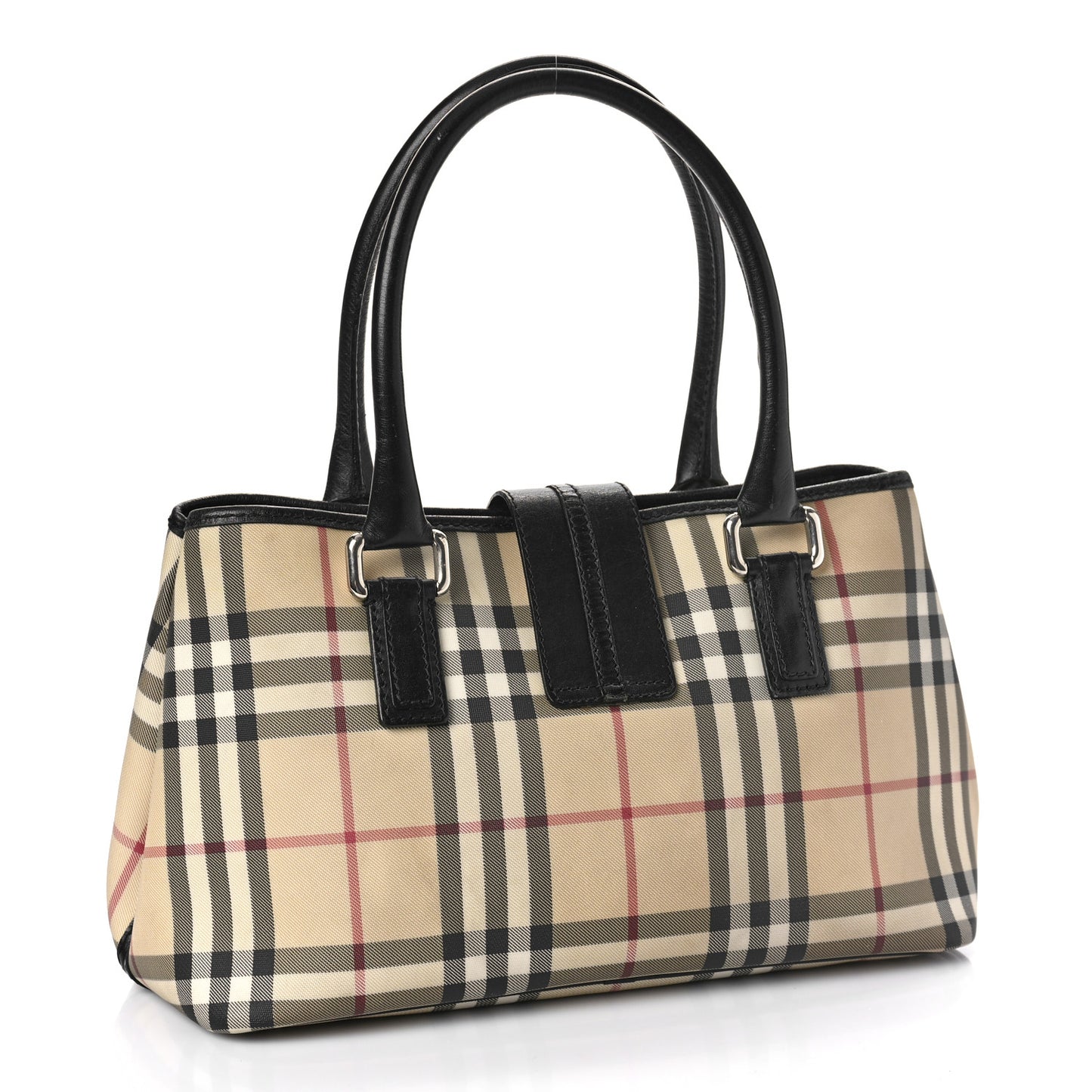 House Check Buckle Tote Black