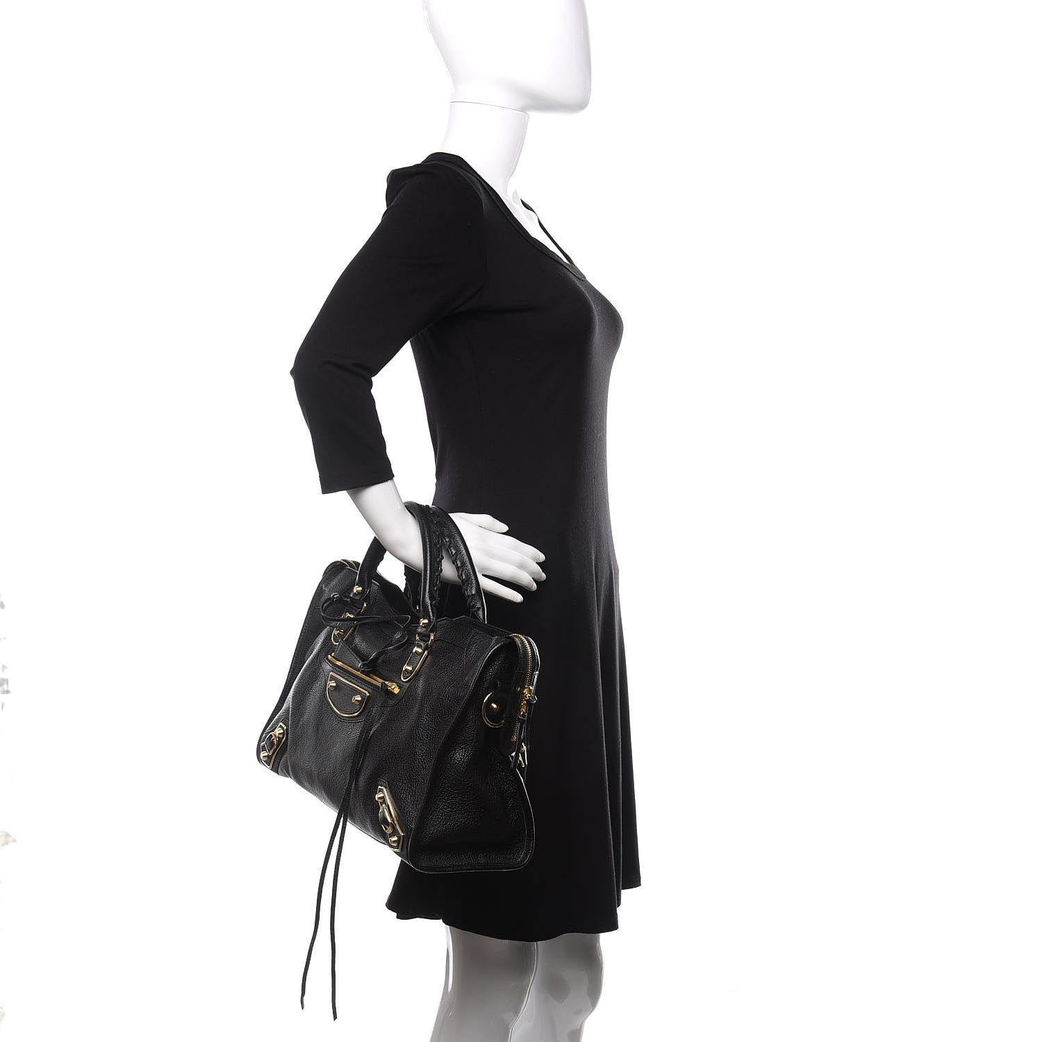 Balenciaga Chevre Gold Metallic Edge Hardware City Black 2 of 10