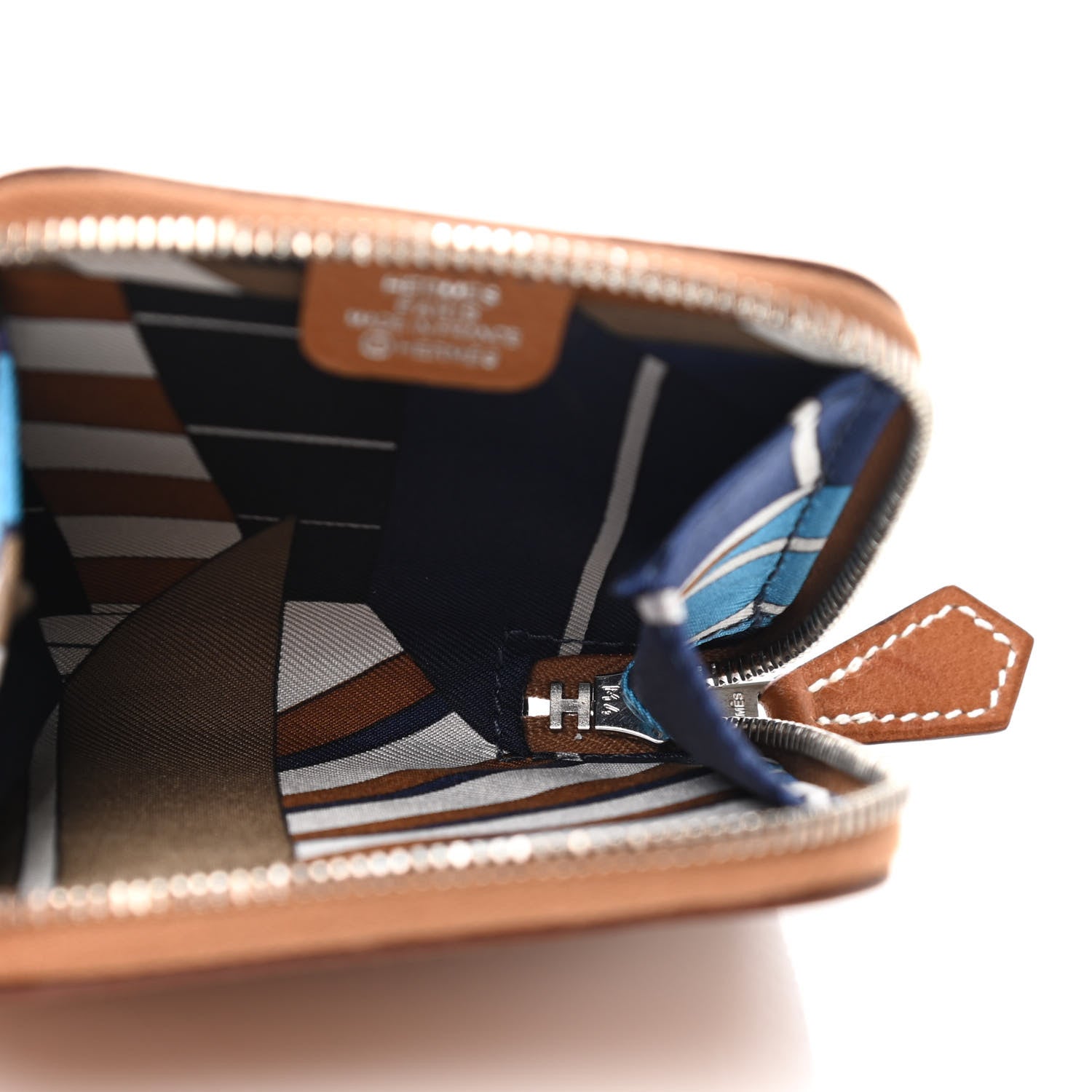 Hermes Epsom Silk'In Coin Purse Gold Bleu Navy Beige 5 of 7