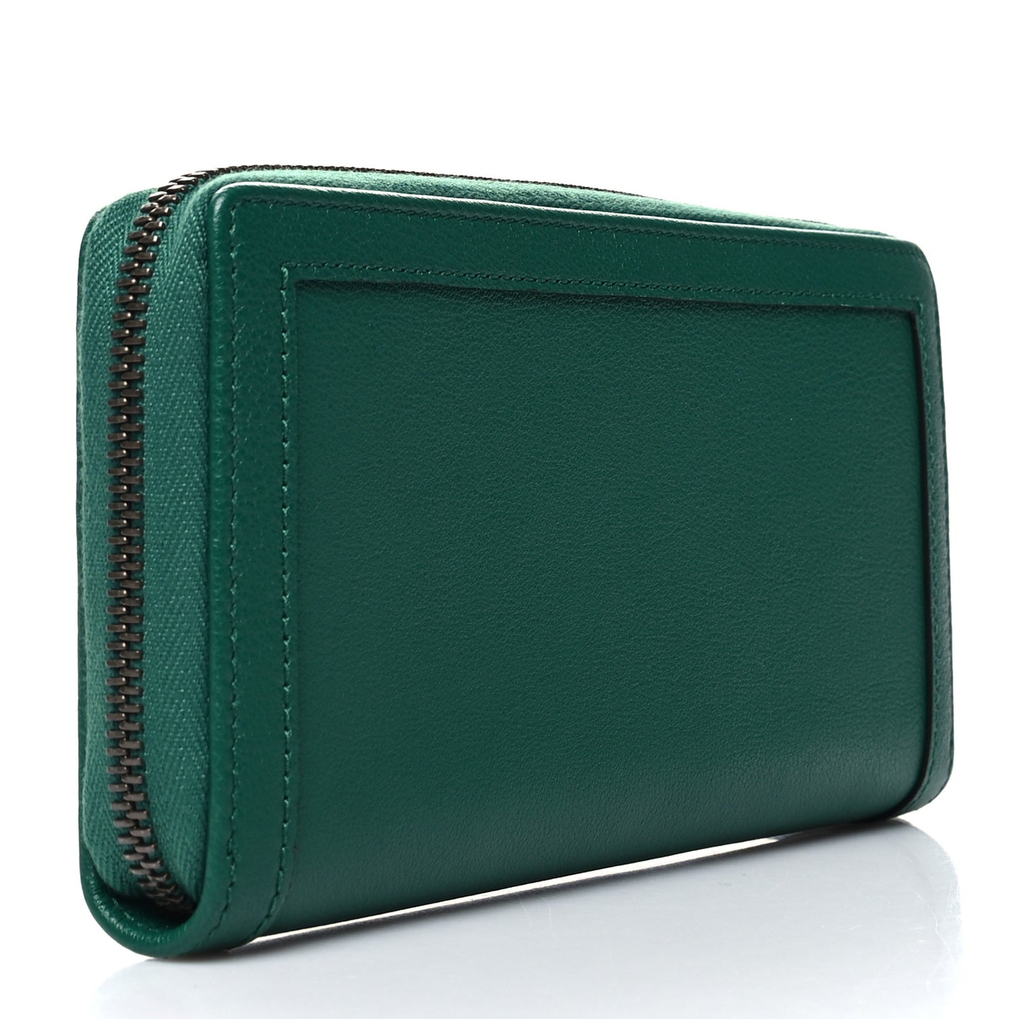 Wonka Grain Calfskin Diana Zip Around Continental Wallet Emerald